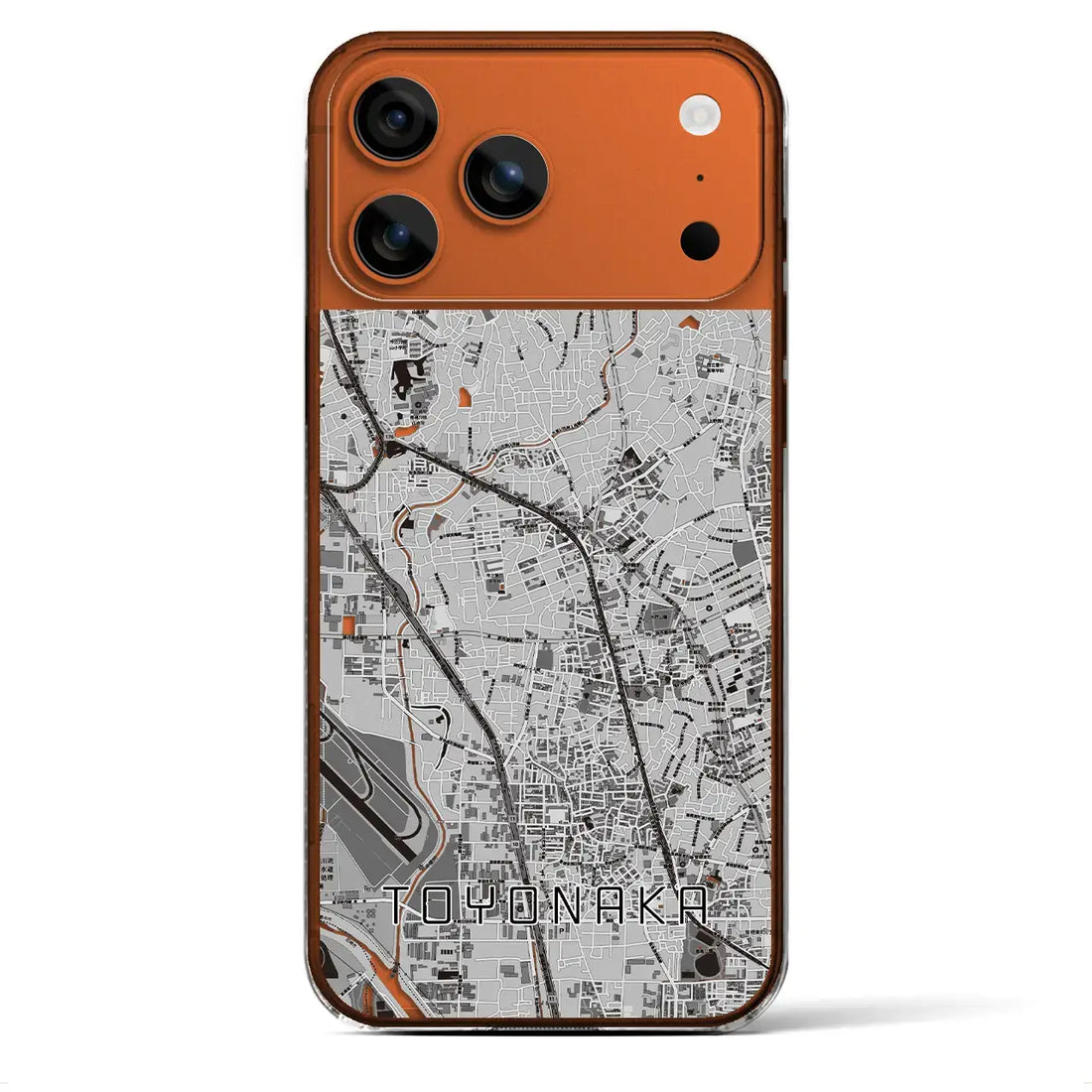 【豊中（大阪府）】地図柄iPhoneケース（クリアタイプ）モノトーン・iPhone 17 Pro Max 用