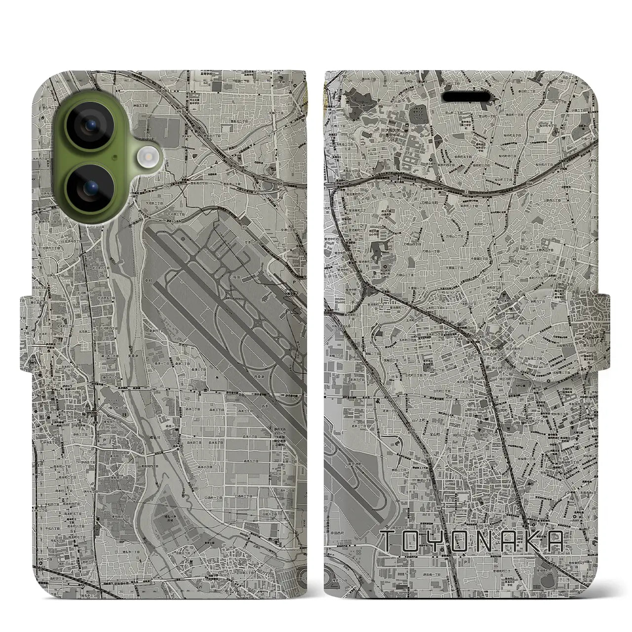 【豊中（大阪府）】地図柄iPhoneケース（手帳タイプ）