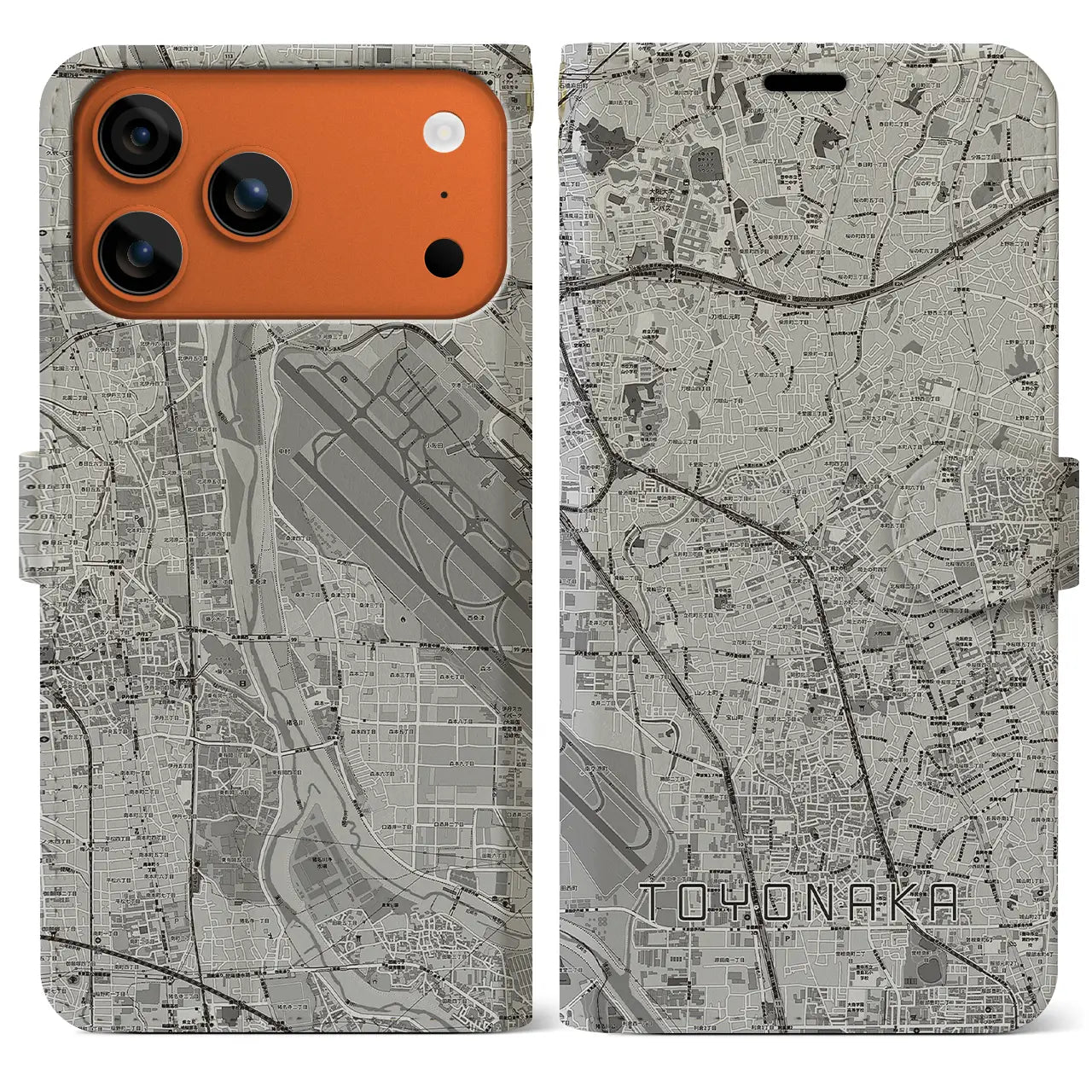 【豊中（大阪府）】地図柄iPhoneケース（手帳タイプ）