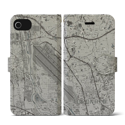 【豊中（大阪府）】地図柄iPhoneケース（手帳タイプ）モノトーン・iPhone SE（第3 / 第2世代） / 8 / 7 / 6s / 6 用