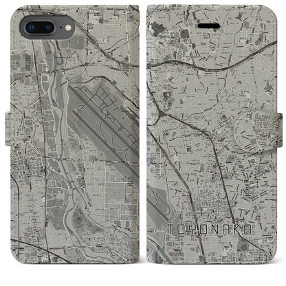 【豊中（大阪府）】地図柄iPhoneケース（手帳タイプ）モノトーン・iPhone 8Plus /7Plus / 6sPlus / 6Plus 用