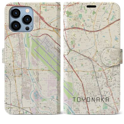 【豊中（大阪府）】地図柄iPhoneケース（手帳タイプ）ナチュラル・iPhone 13 Pro Max 用