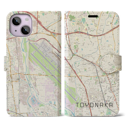 【豊中（大阪府）】地図柄iPhoneケース（手帳タイプ）ナチュラル・iPhone 14 用
