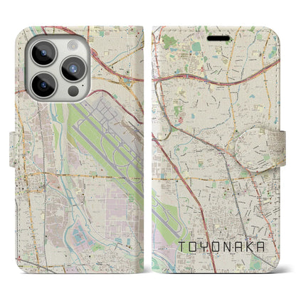 【豊中（大阪府）】地図柄iPhoneケース（手帳タイプ）ナチュラル・iPhone 15 Pro 用