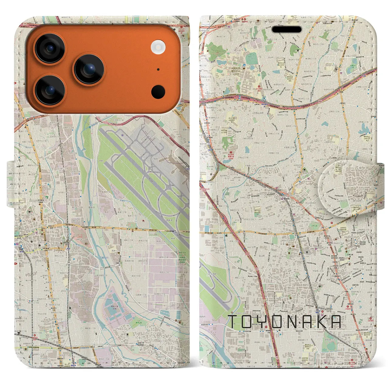 【豊中（大阪府）】地図柄iPhoneケース（手帳タイプ）