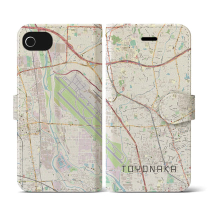 【豊中（大阪府）】地図柄iPhoneケース（手帳タイプ）ナチュラル・iPhone SE（第3 / 第2世代） / 8 / 7 / 6s / 6 用