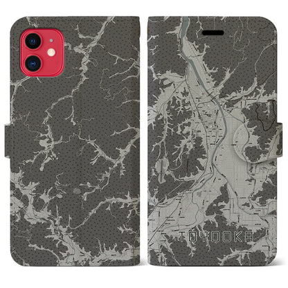 【豊岡（兵庫県）】地図柄iPhoneケース（手帳タイプ）モノトーン・iPhone 11 用