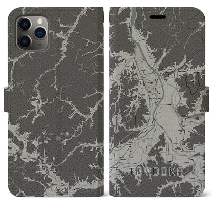 【豊岡（兵庫県）】地図柄iPhoneケース（手帳タイプ）モノトーン・iPhone 11 Pro Max 用