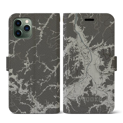 【豊岡（兵庫県）】地図柄iPhoneケース（手帳タイプ）モノトーン・iPhone 11 Pro 用