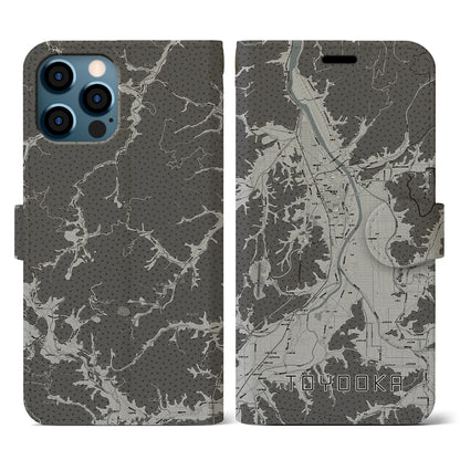 【豊岡（兵庫県）】地図柄iPhoneケース（手帳タイプ）モノトーン・iPhone 12 / 12 Pro 用