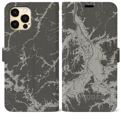 【豊岡（兵庫県）】地図柄iPhoneケース（手帳タイプ）モノトーン・iPhone 12 Pro Max 用