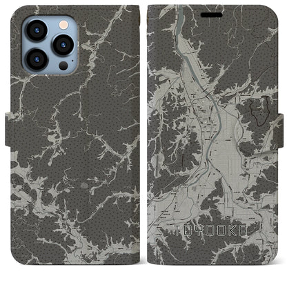 【豊岡（兵庫県）】地図柄iPhoneケース（手帳タイプ）モノトーン・iPhone 13 Pro Max 用