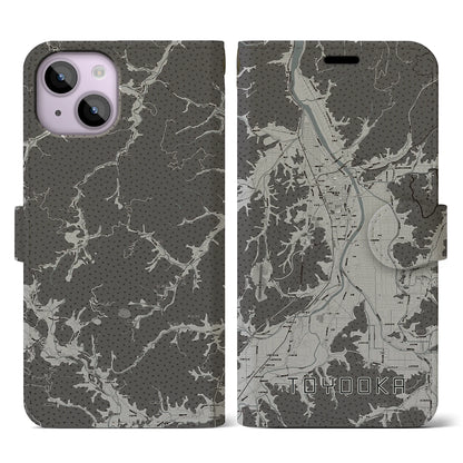 【豊岡（兵庫県）】地図柄iPhoneケース（手帳タイプ）モノトーン・iPhone 14 用