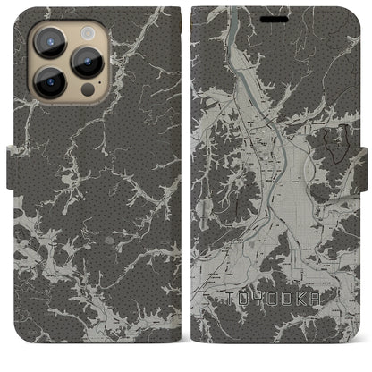 【豊岡（兵庫県）】地図柄iPhoneケース（手帳タイプ）モノトーン・iPhone 14 Pro Max 用