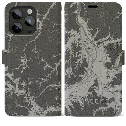 【豊岡（兵庫県）】地図柄iPhoneケース（手帳タイプ）モノトーン・iPhone 15 Pro Max 用