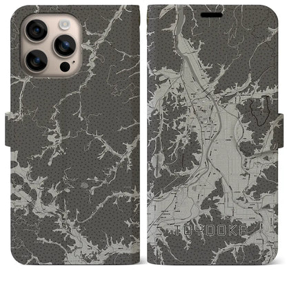 【豊岡（兵庫県）】地図柄iPhoneケース（手帳タイプ）モノトーン・iPhone 16 Plus 用