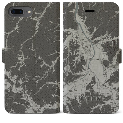 【豊岡（兵庫県）】地図柄iPhoneケース（手帳タイプ）モノトーン・iPhone 8Plus /7Plus / 6sPlus / 6Plus 用