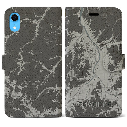 【豊岡（兵庫県）】地図柄iPhoneケース（手帳タイプ）モノトーン・iPhone XR 用