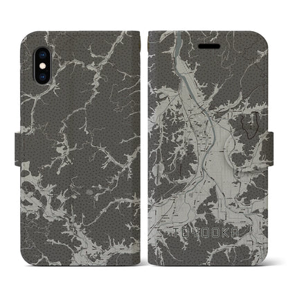 【豊岡（兵庫県）】地図柄iPhoneケース（手帳タイプ）モノトーン・iPhone XS / X 用