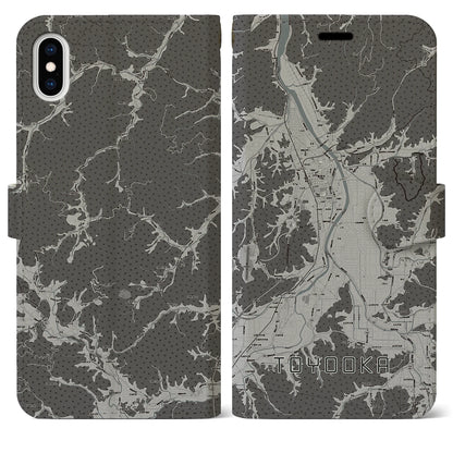 【豊岡（兵庫県）】地図柄iPhoneケース（手帳タイプ）モノトーン・iPhone XS Max 用