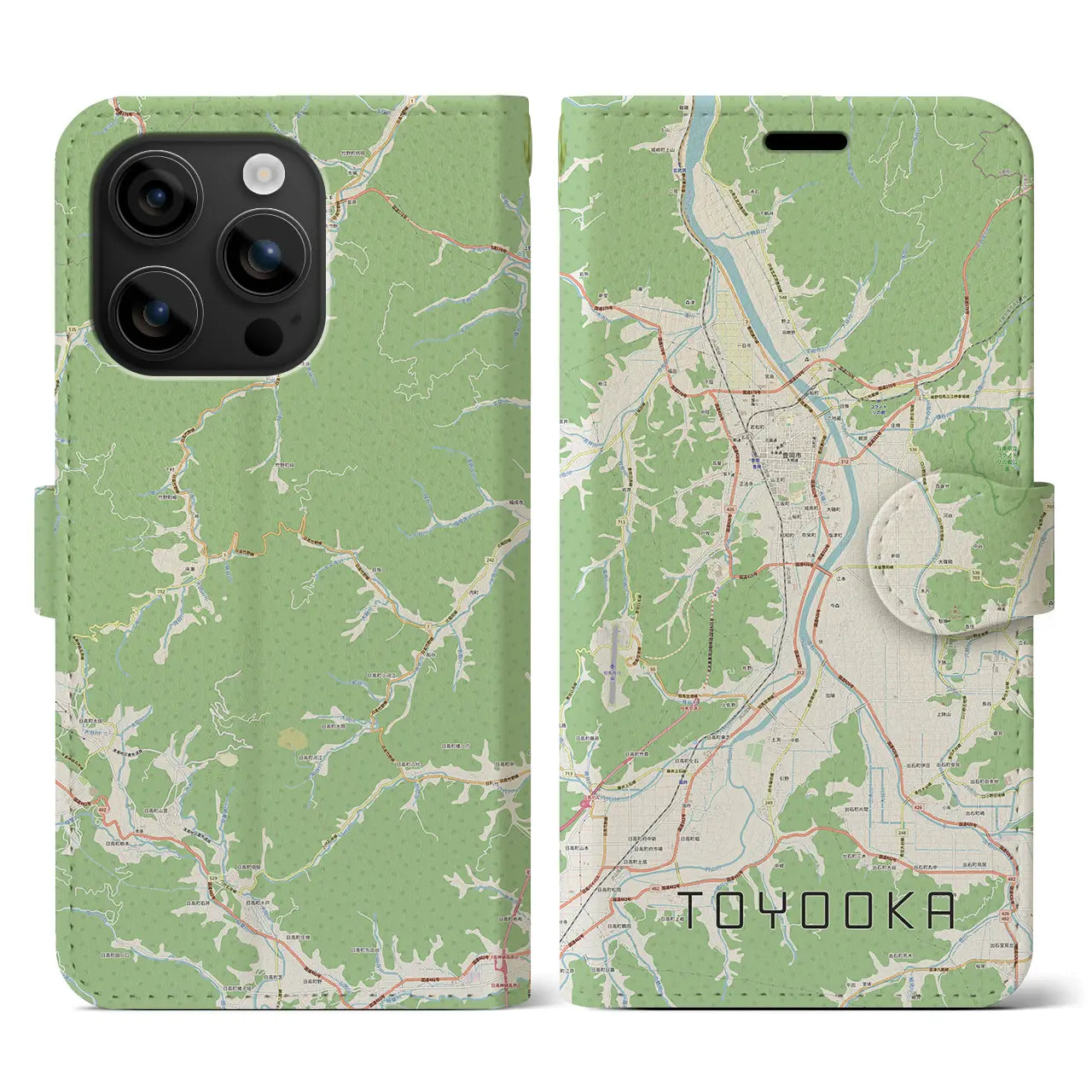 【豊岡（兵庫県）】地図柄iPhoneケース（手帳タイプ）ナチュラル・iPhone 16 用