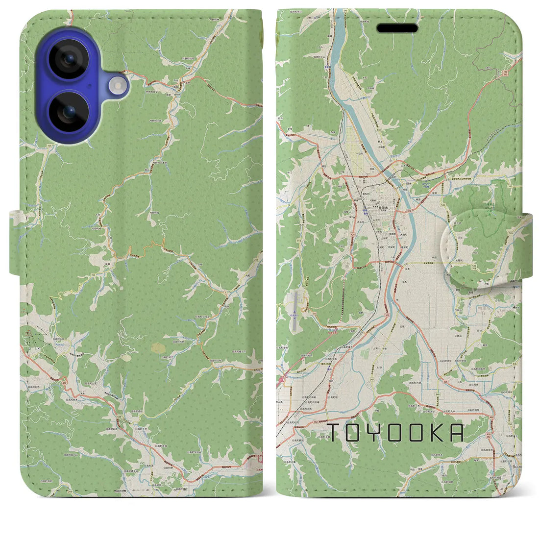 【豊岡（兵庫県）】地図柄iPhoneケース（手帳タイプ）ナチュラル・iPhone 16 Pro Max 用