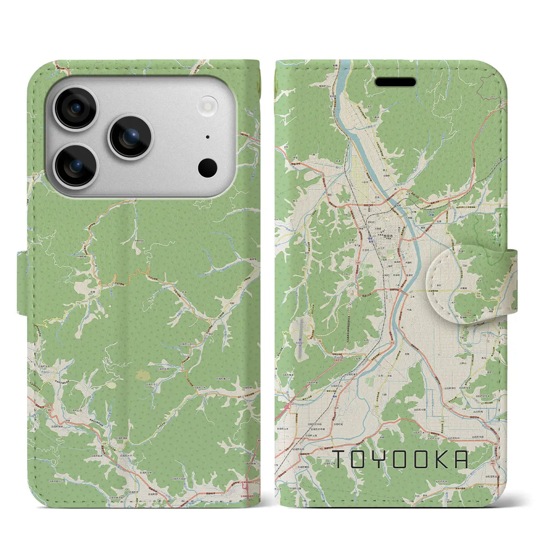 【豊岡（兵庫県）】地図柄iPhoneケース（手帳タイプ）ナチュラル・iPhone 17 Pro Max 用