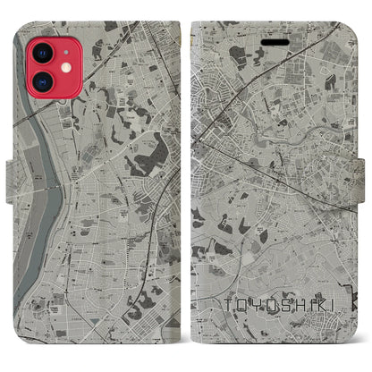 【豊四季（千葉県）】地図柄iPhoneケース（手帳タイプ）モノトーン・iPhone 11 用