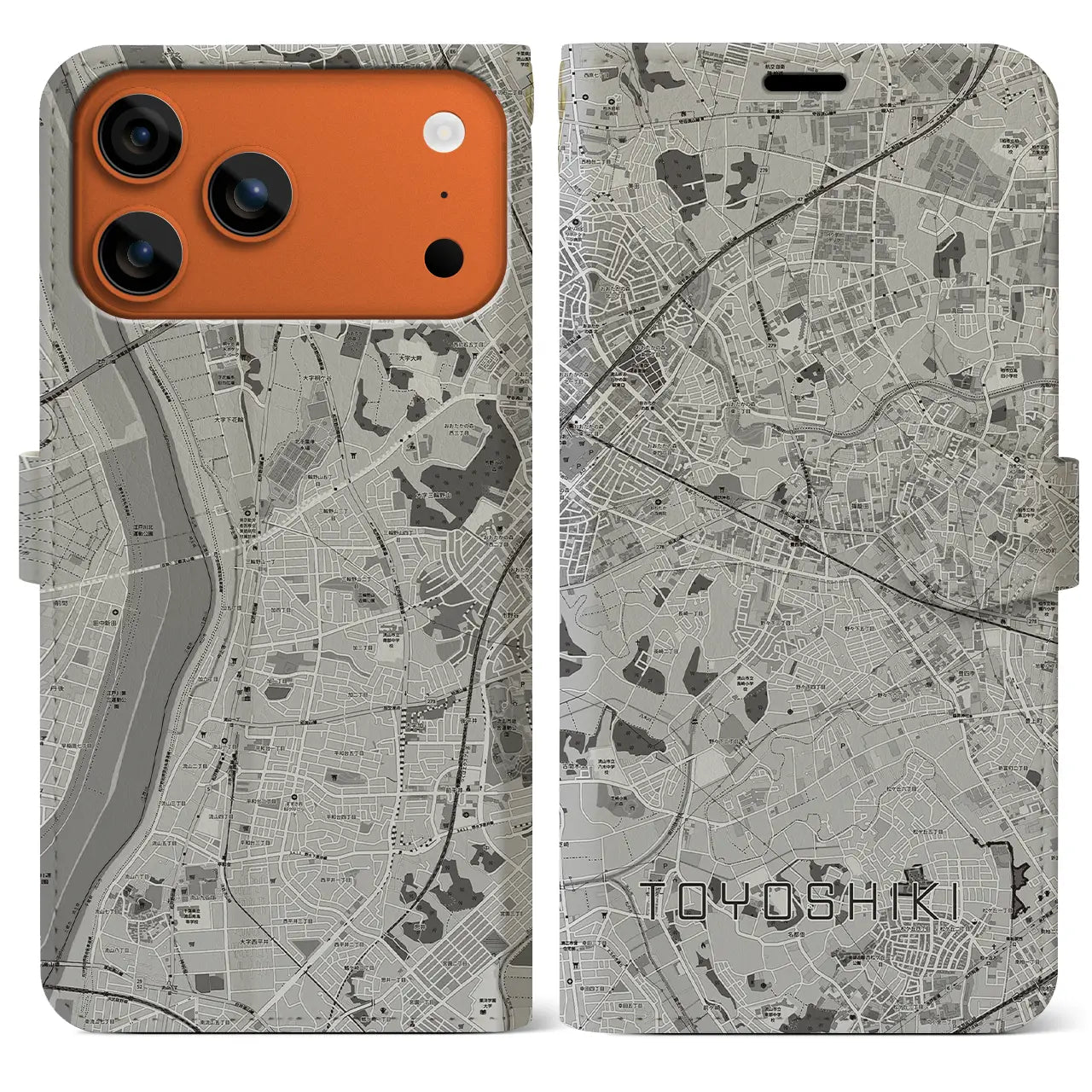 【豊四季（千葉県）】地図柄iPhoneケース（手帳タイプ）