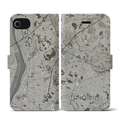 【豊四季（千葉県）】地図柄iPhoneケース（手帳タイプ）モノトーン・iPhone SE（第3 / 第2世代） / 8 / 7 / 6s / 6 用