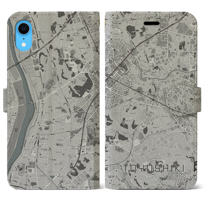 【豊四季（千葉県）】地図柄iPhoneケース（手帳タイプ）モノトーン・iPhone XR 用