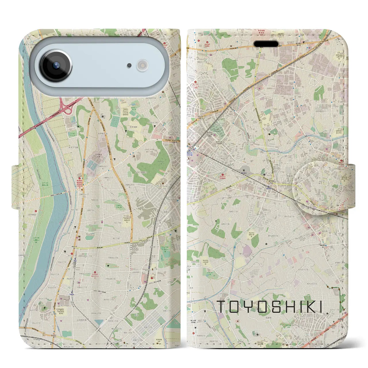 【豊四季（千葉県）】地図柄iPhoneケース（手帳タイプ）