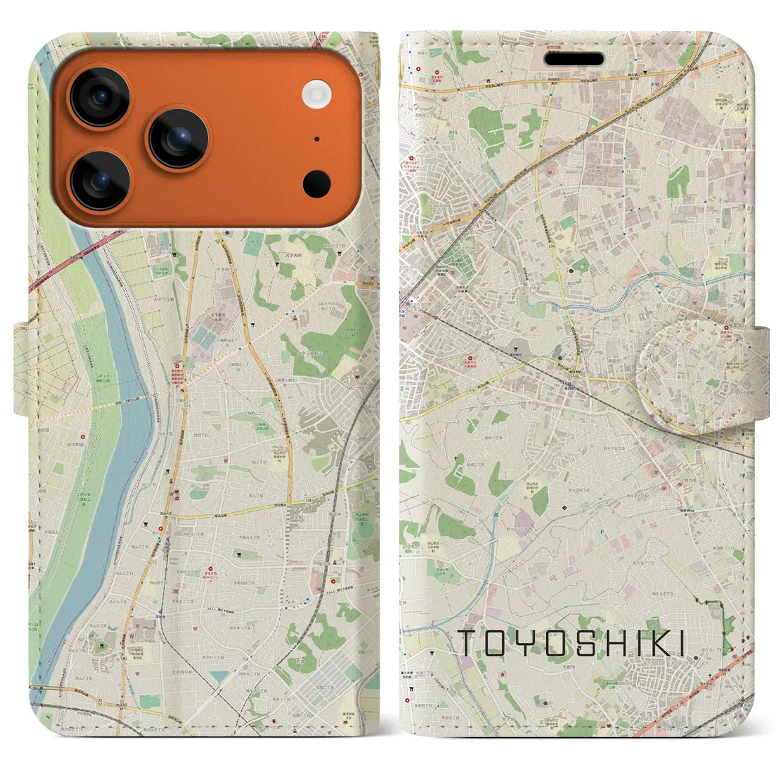 【豊四季（千葉県）】地図柄iPhoneケース（手帳タイプ）モノトーン・iPhone 17 Pro Max 用