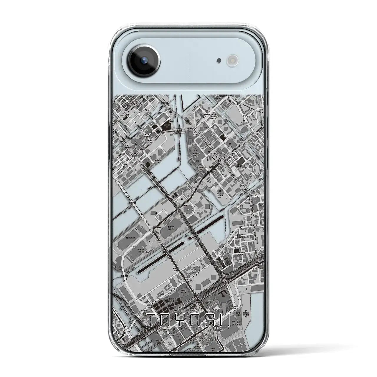 【豊洲（東京都）】地図柄iPhoneケース（クリアタイプ）モノトーン・iPhone 17 Pro Max 用