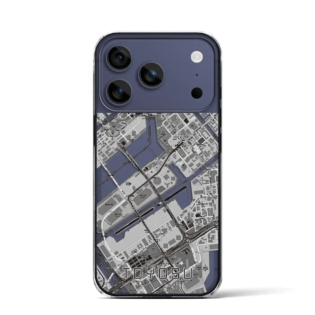 【豊洲（東京都）】地図柄iPhoneケース（クリアタイプ）モノトーン・iPhone 17 Pro Max 用