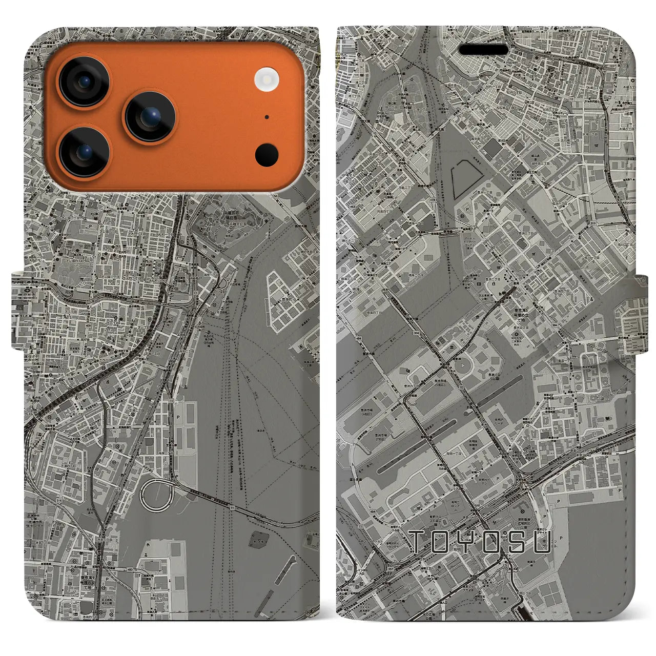 【豊洲（東京都）】地図柄iPhoneケース（手帳タイプ）