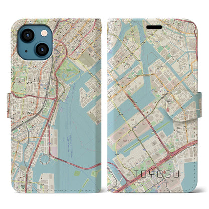 【豊洲（東京都）】地図柄iPhoneケース（手帳タイプ）ナチュラル・iPhone 13 用