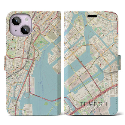 【豊洲（東京都）】地図柄iPhoneケース（手帳タイプ）ナチュラル・iPhone 14 用