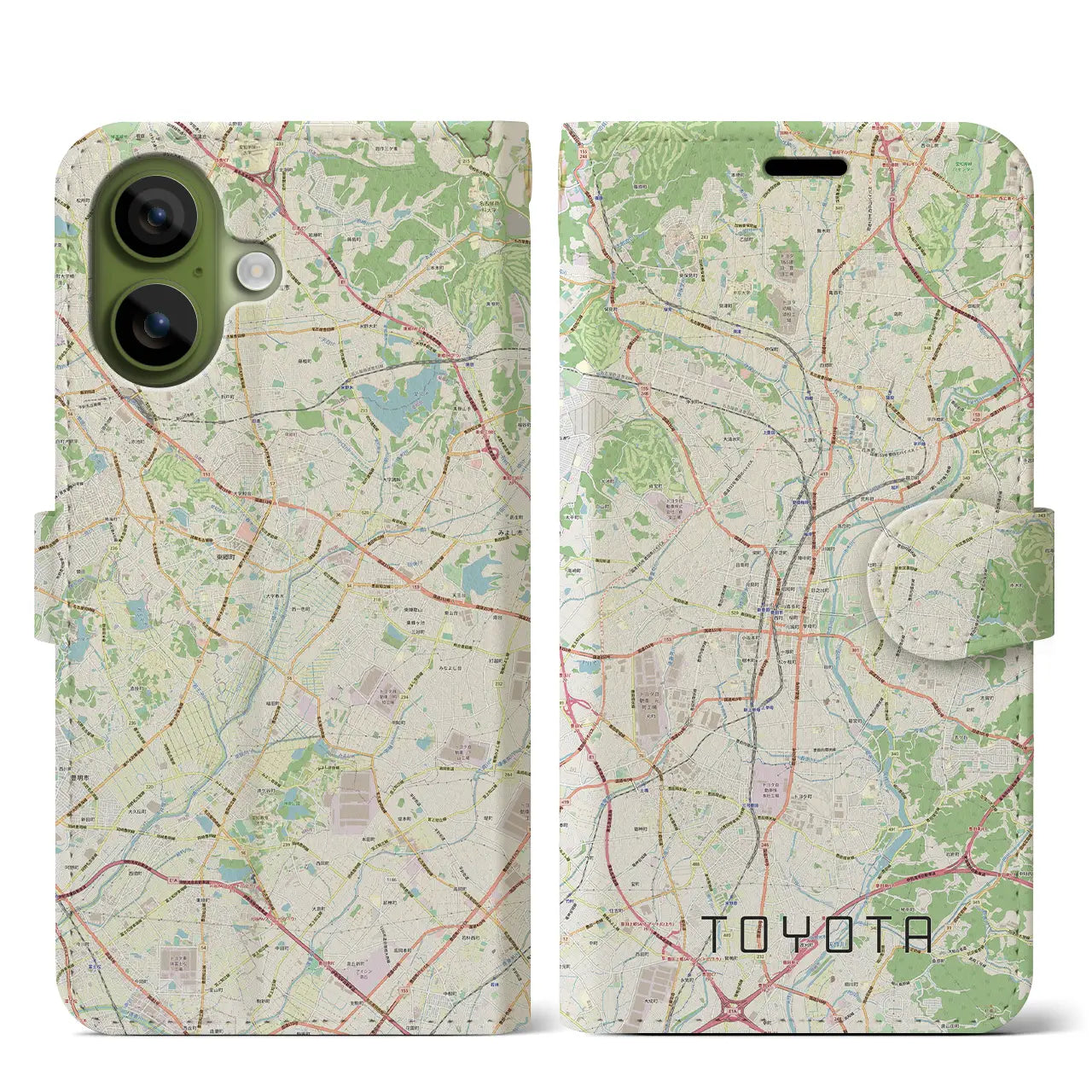 【豊田（愛知県）】地図柄iPhoneケース（手帳タイプ）