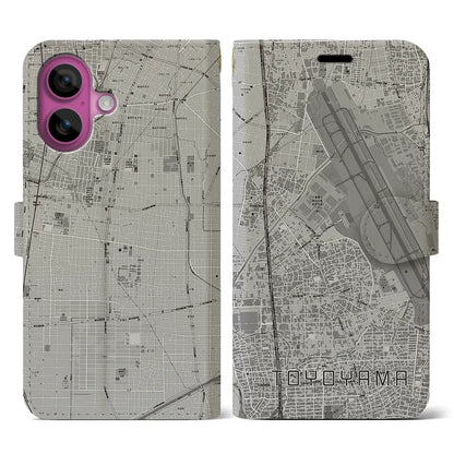 【豊山（愛知県）】地図柄iPhoneケース（手帳タイプ）モノトーン・iPhone 16 Pro 用