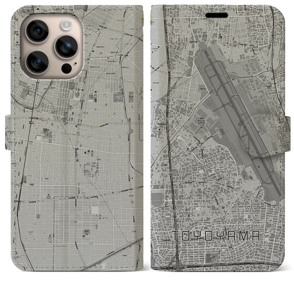 【豊山（愛知県）】地図柄iPhoneケース（手帳タイプ）モノトーン・iPhone 16 Plus 用