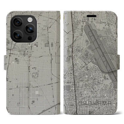 【豊山（愛知県）】地図柄iPhoneケース（手帳タイプ）モノトーン・iPhone 16 用