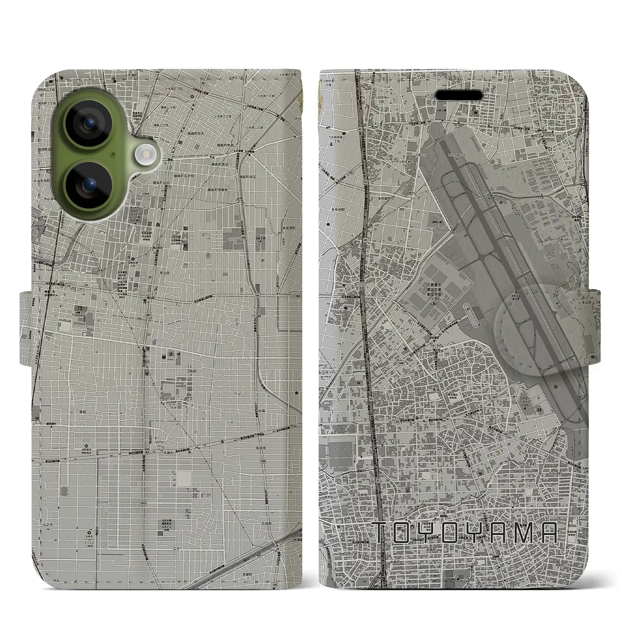 【豊山（愛知県）】地図柄iPhoneケース（手帳タイプ）