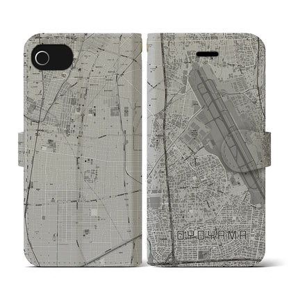 【豊山（愛知県）】地図柄iPhoneケース（手帳タイプ）モノトーン・iPhone SE（第3 / 第2世代） / 8 / 7 / 6s / 6 用