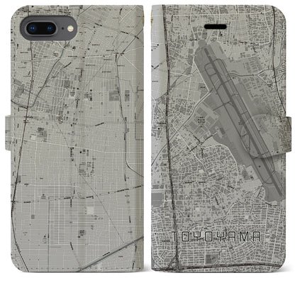 【豊山（愛知県）】地図柄iPhoneケース（手帳タイプ）モノトーン・iPhone 8Plus /7Plus / 6sPlus / 6Plus 用