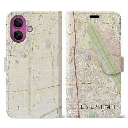 【豊山（愛知県）】地図柄iPhoneケース（手帳タイプ）ナチュラル・iPhone 16 Pro 用