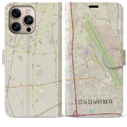 【豊山（愛知県）】地図柄iPhoneケース（手帳タイプ）ナチュラル・iPhone 16 Plus 用