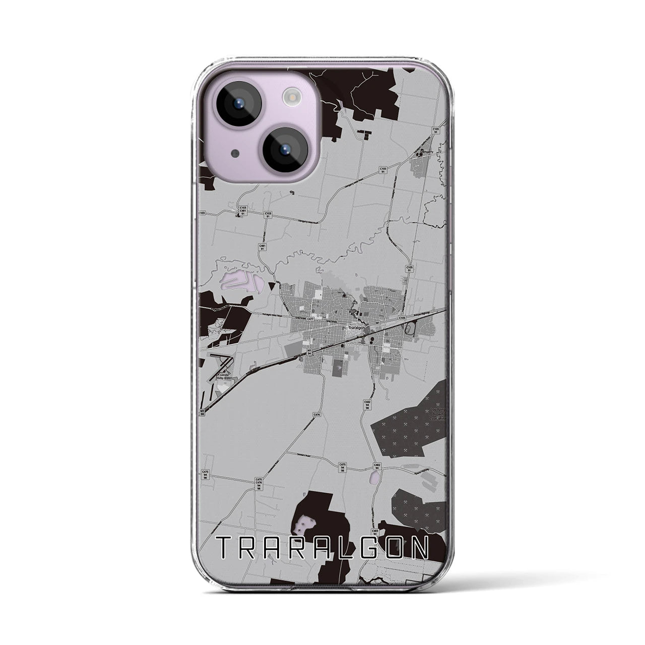 【トララルゴン（オーストラリア）】地図柄iPhoneケース（クリアタイプ）