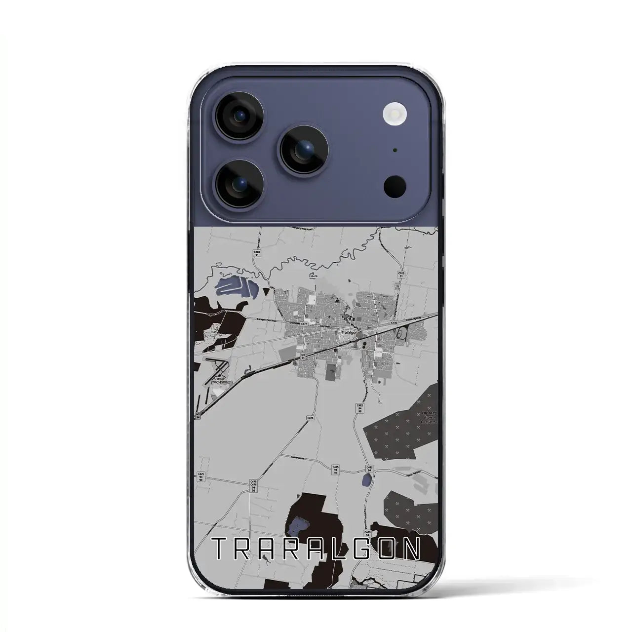 【トララルゴン（オーストラリア）】地図柄iPhoneケース（クリアタイプ）モノトーン・iPhone 17 Pro Max 用