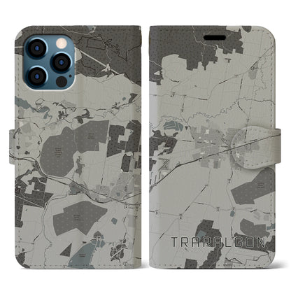【トララルゴン（オーストラリア）】地図柄iPhoneケース（手帳タイプ）モノトーン・iPhone 12 / 12 Pro 用